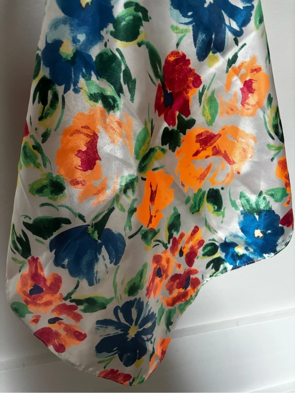 Floral Multicolor Satin Scarf